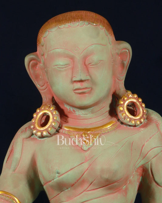 Pure Brass Nepalese Parvati Statue – Green Sand Finish, 12.5 Inch - Budhshiv.com