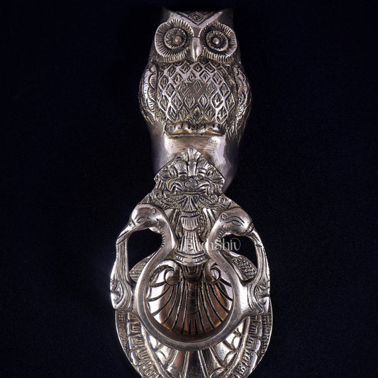 Pure Brass Owl Design Door Knocker | Vastu Main Door Decor - Budhshiv.com