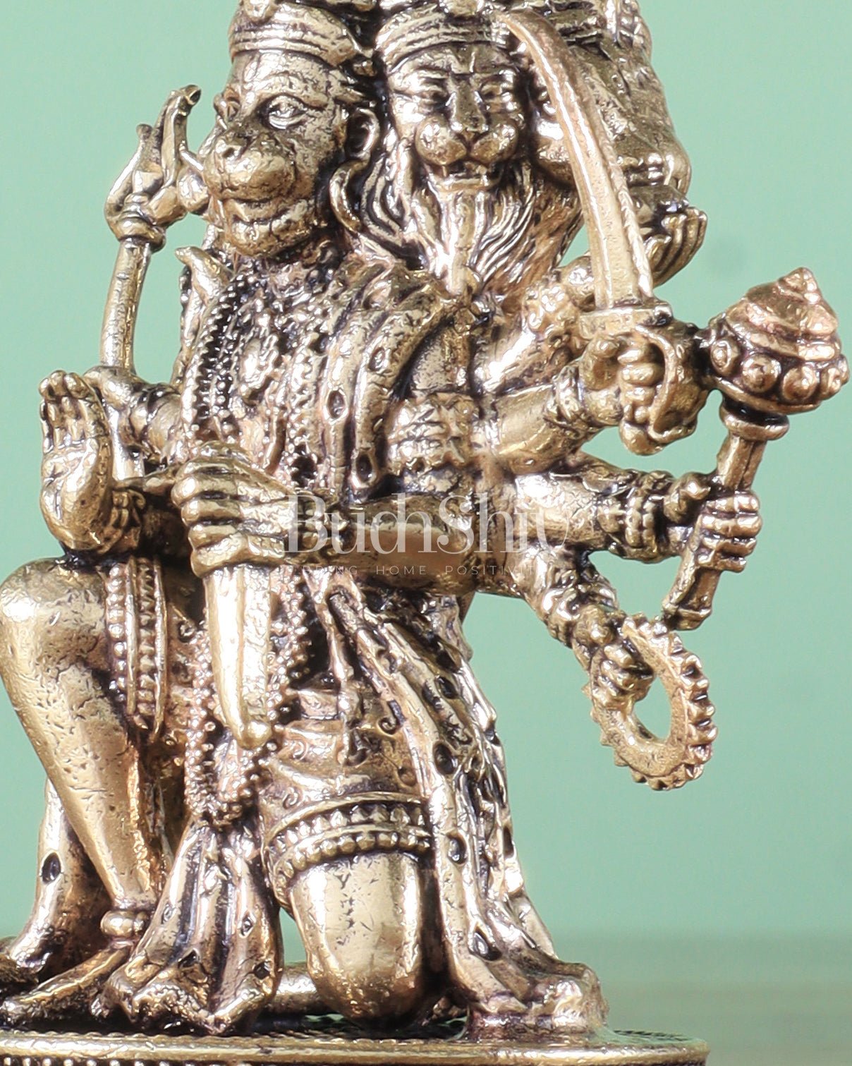 Pure Brass Panchmukhi Hanuman Idol - 3 inch - Budhshiv.com