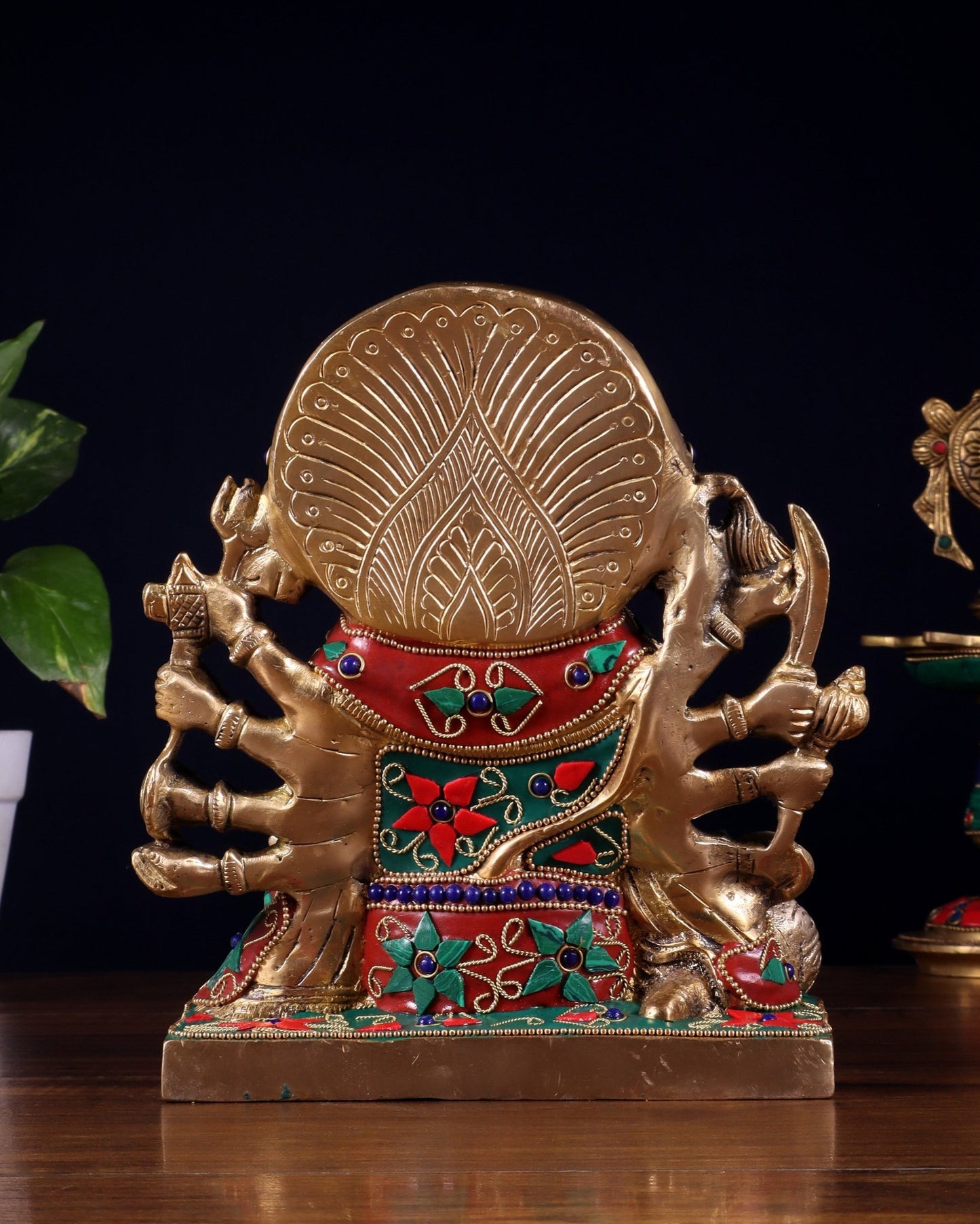 Pure Brass Panchmukhi Hanuman Statue 7.5 Inch stonework - Budhshiv.com