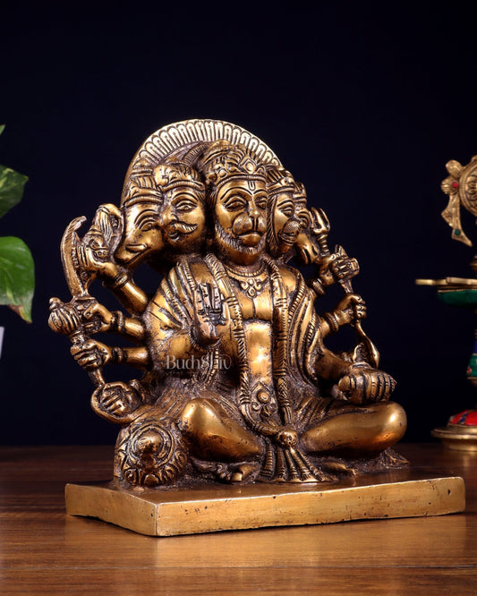 Pure Brass Panchmukhi Hanuman Statue 7.5 Inch - Budhshiv.com