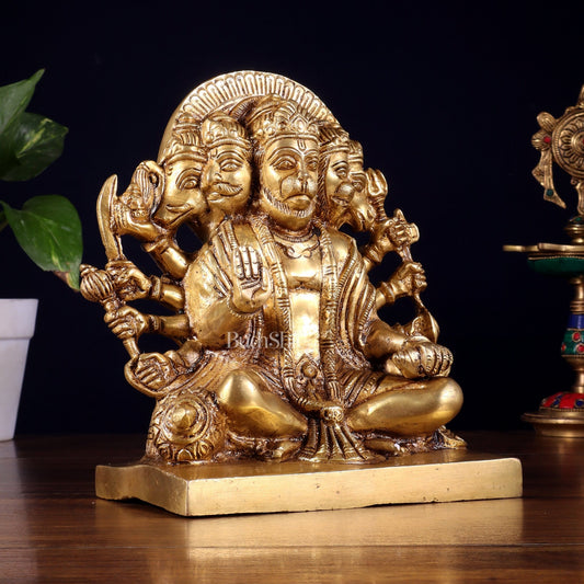 Pure Brass Panchmukhi Hanuman Statue 7.5 Inch - Budhshiv.com
