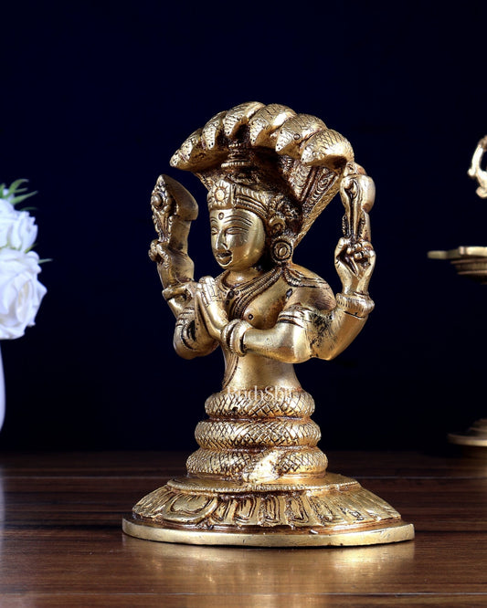 Pure Brass Patanjali Statue – 6.5 Inch | Yoga Sage Patanjali Idol | BudhShiv - Budhshiv.com