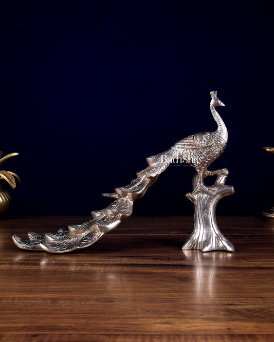 Pure brass Peacock showpiece 12 inch - Budhshiv.com
