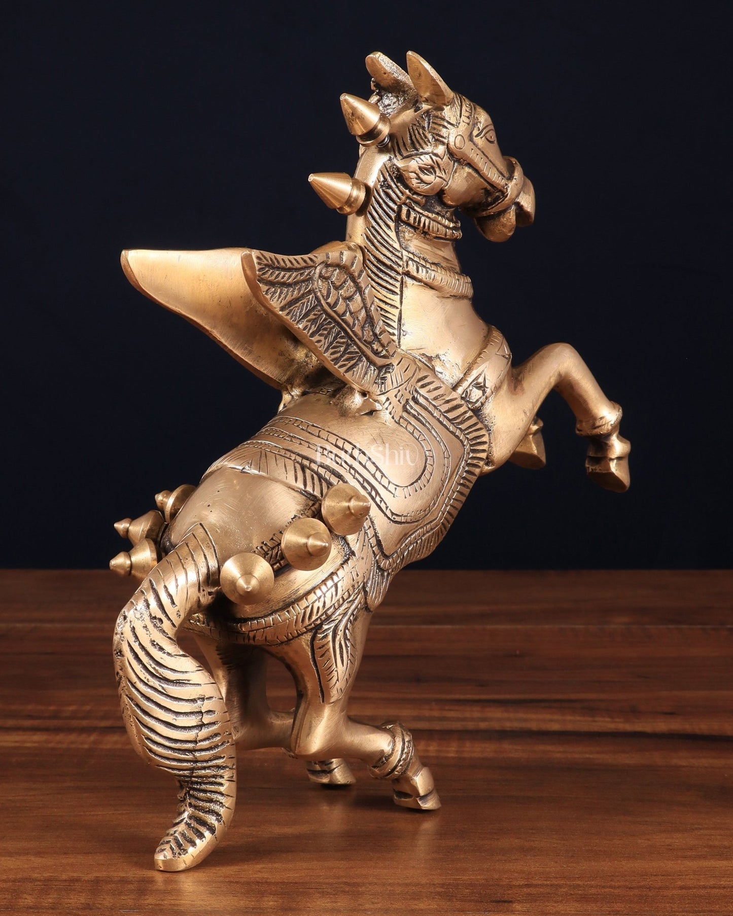 Pure Brass Pegasus Flying Horse Statue with Wings | Elegant Showpiece - 9 Inches matte tone - Budhshiv.com