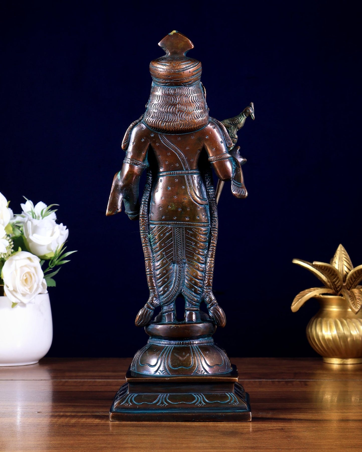 Pure Brass Raja Murugan Statue - 12" antique finish - Budhshiv.com