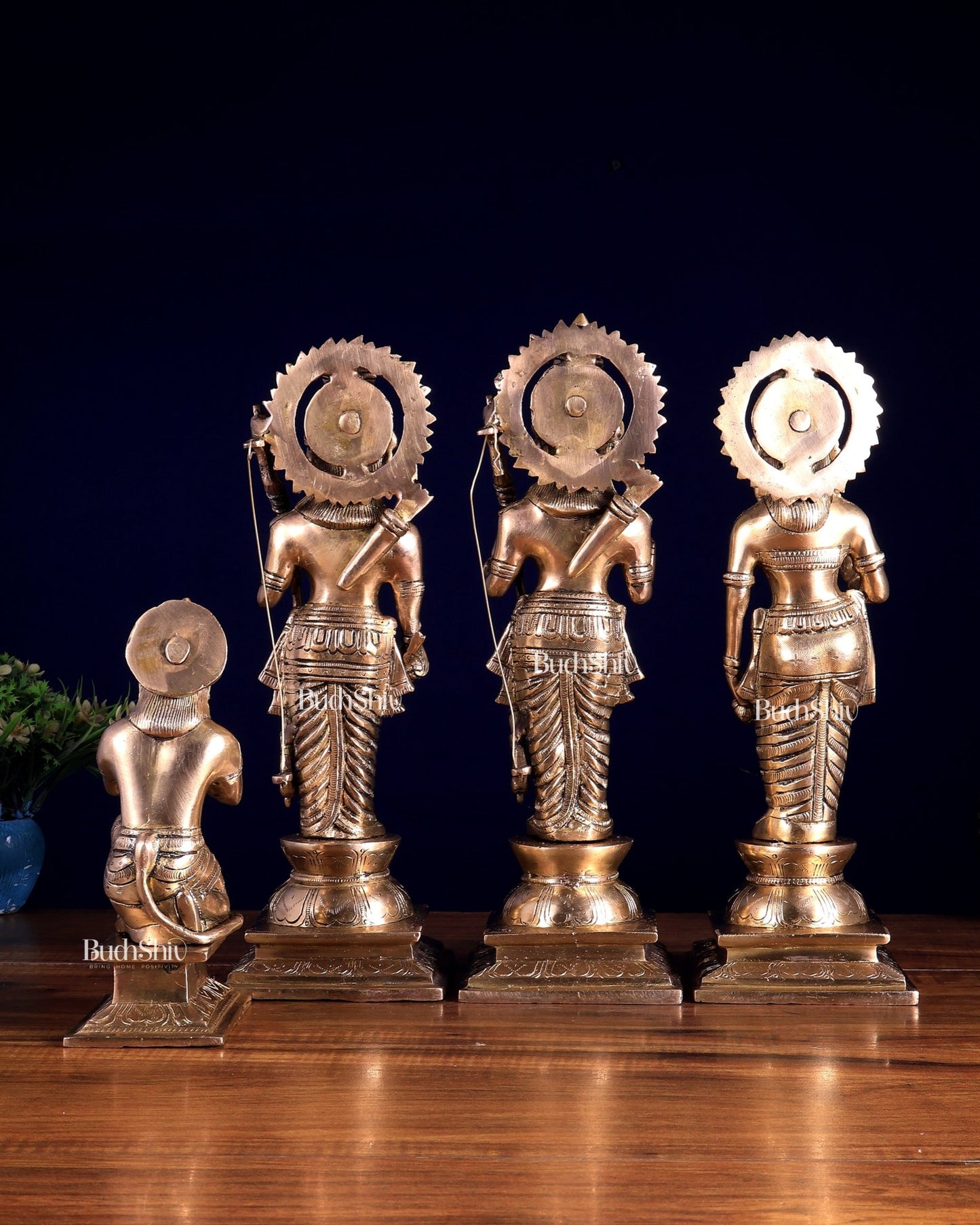 Pure Brass Ram Darbar Idol Set | Bleeding Brass Finish 13.5 inch - Budhshiv.com