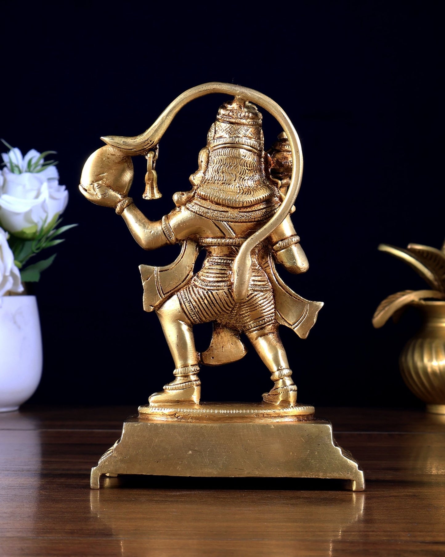 Pure Brass Sanjeevani Hanuman Idol 6.5 inch - Budhshiv.com