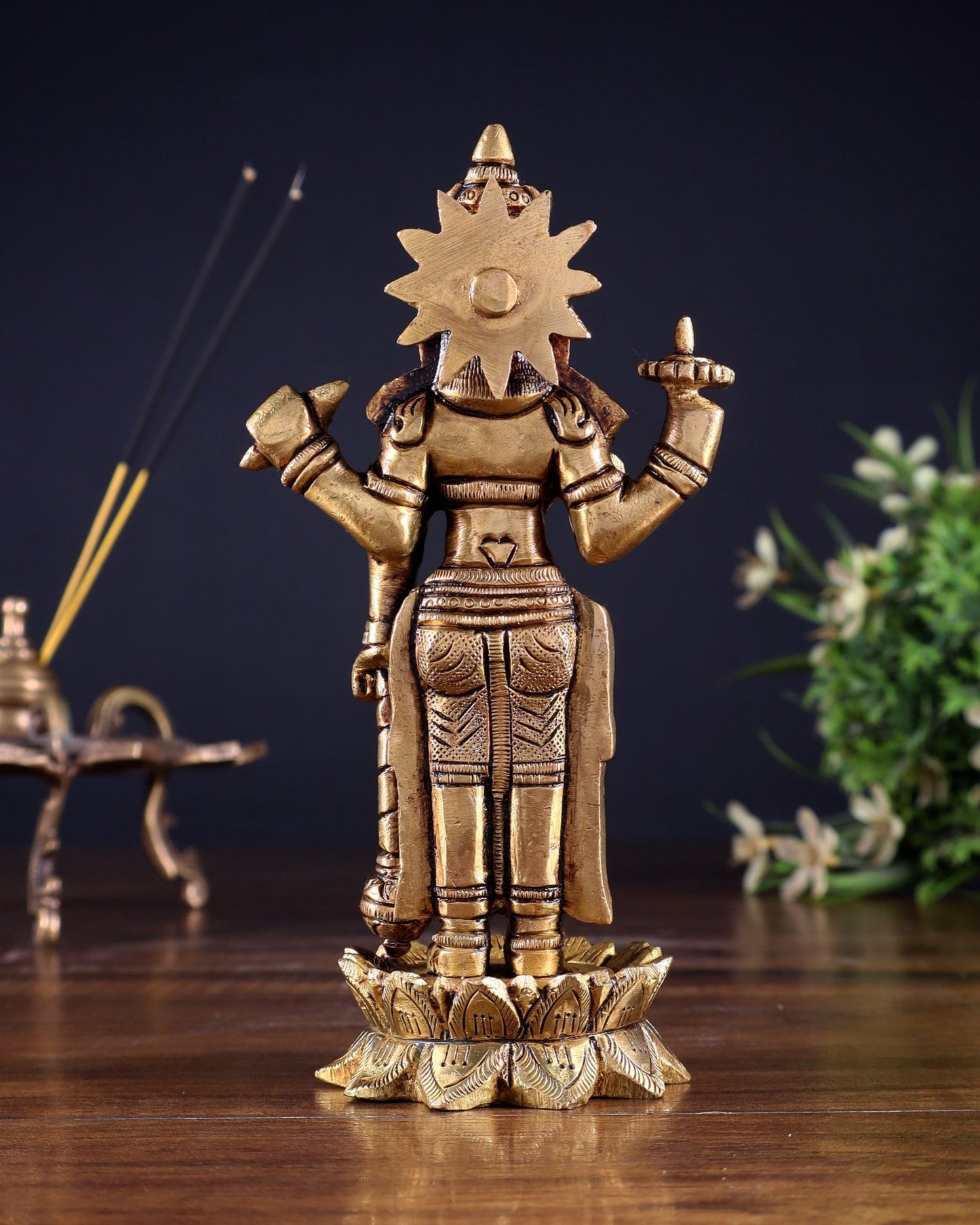 Pure Brass Satyanarayan Vishnu Idol - 6 inch - Budhshiv.com