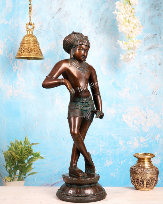 Pure Brass Shiva as Vrishabhavahana Statue 22.5" - Budhshiv.com