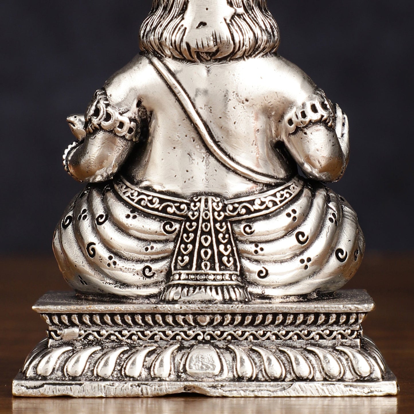 Pure Brass Silver Plated Kuber Idol - 4 Inch, Intricately Carved - Budhshiv.com
