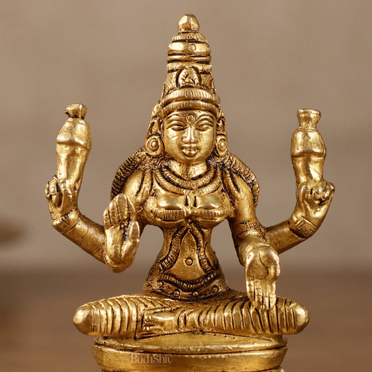 Pure Brass Small Goddess Lakshmi Idol | 3.5 Inch - Budhshiv.com