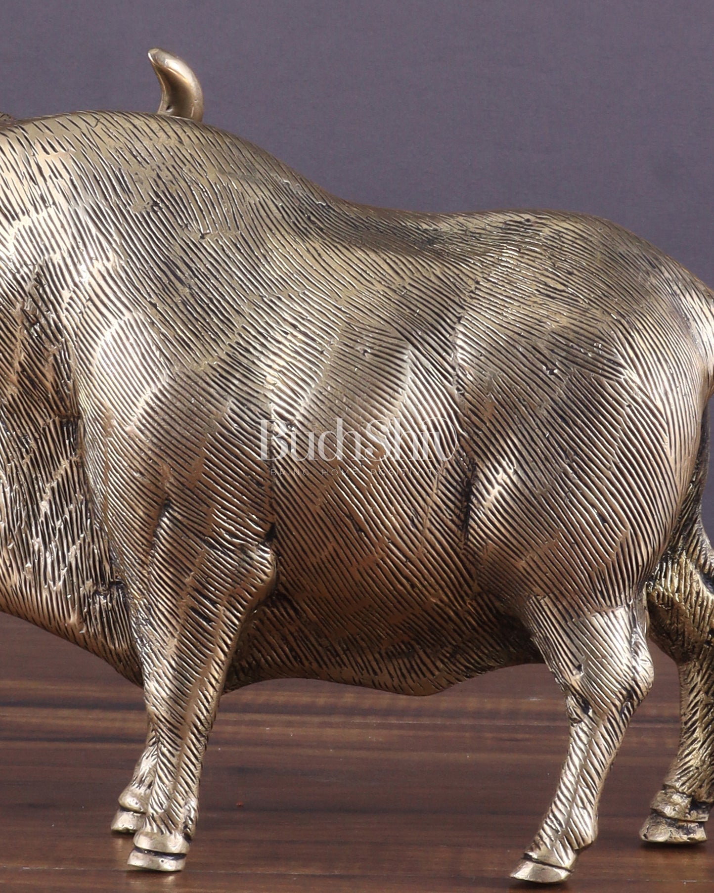 Pure Brass Standing Bull Statue – Vastu & Feng Shui Recommended - Budhshiv.com