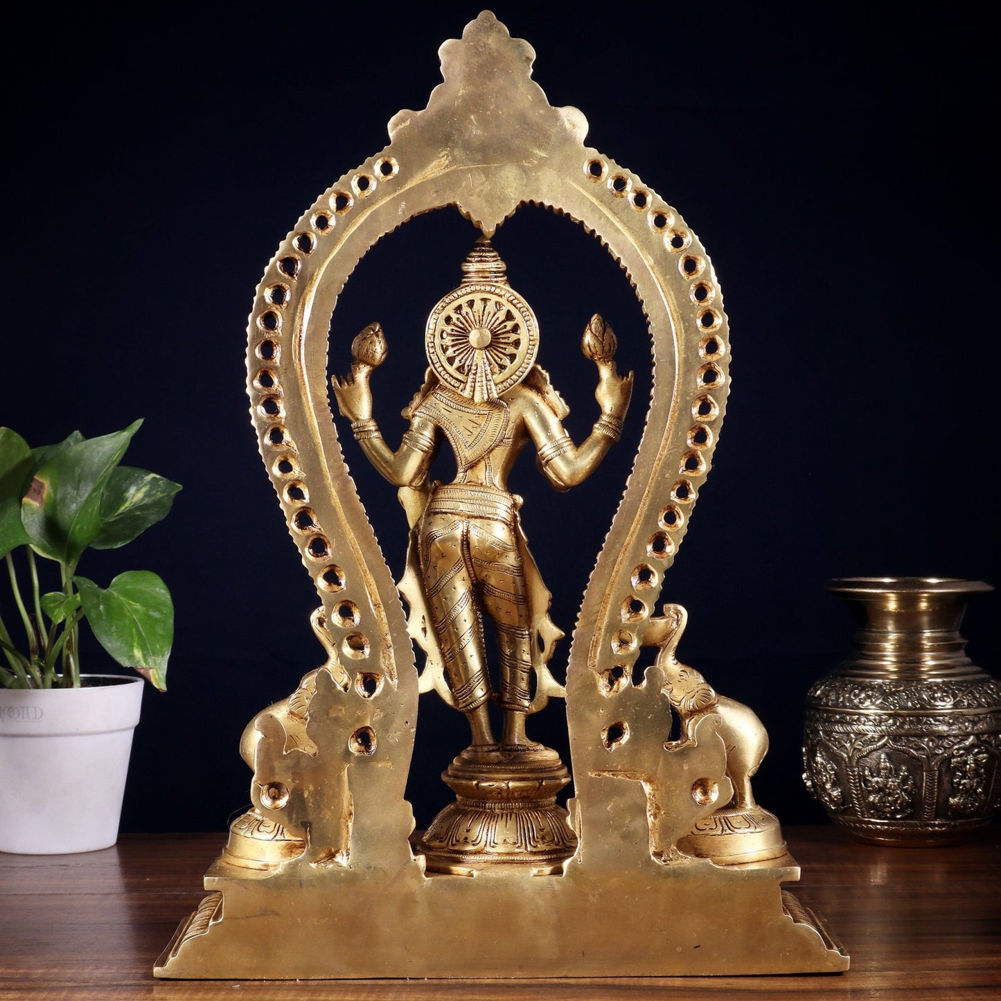 Pure Brass Standing Goddess Lakshmi Idol | 15” Height - Budhshiv.com