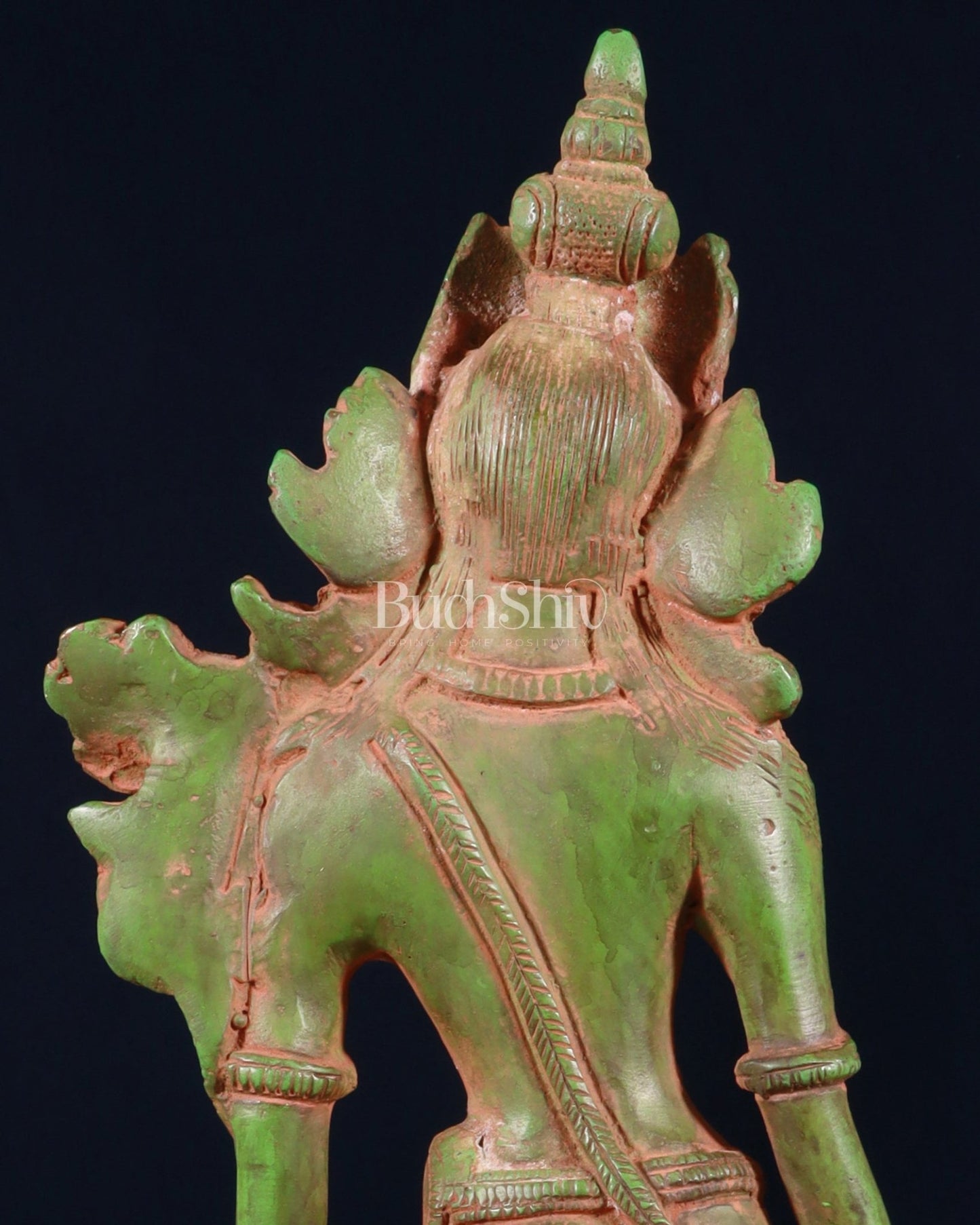Pure Brass Standing Goddess Tara Statue – Antique Green Patina, 12 Inch - Budhshiv.com