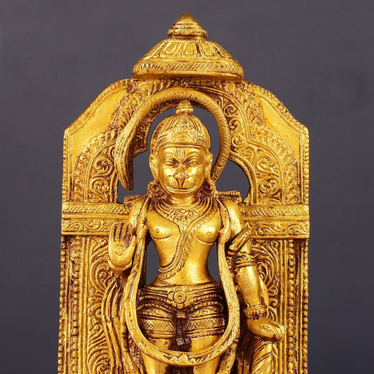 Pure Brass Standing Hanuman Idol 8" - Budhshiv.com