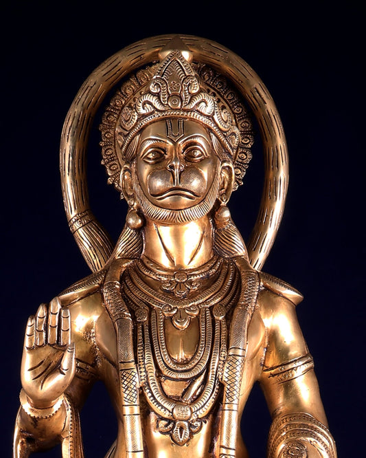 Pure Brass Standing Hanuman Large Statue 25.5 inch - Budhshiv.com
