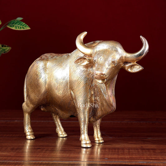 Pure Brass Standing Himalayan Yak Bull Statue - Budhshiv.com
