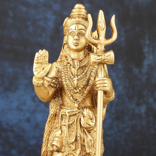 Pure Brass Standing Lord Shiva Statue - 8.5" - Budhshiv.com