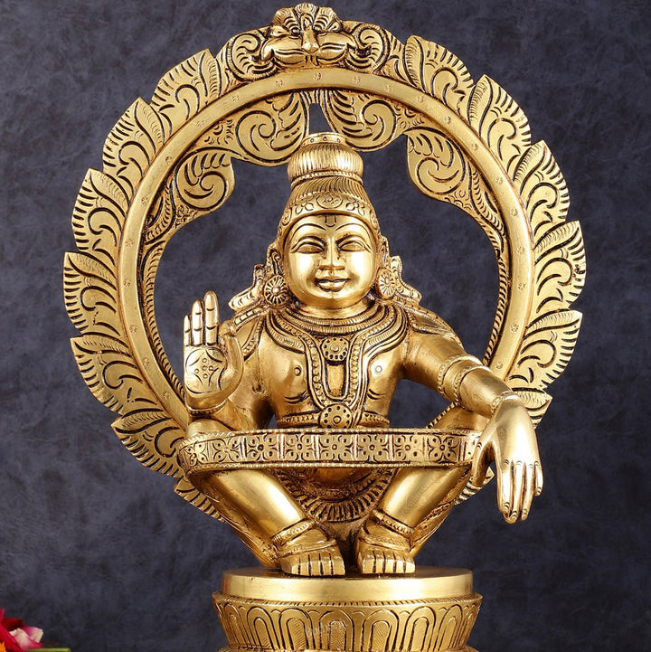 Pure Brass Superfine Ayyappa Swamy Idol - 12" - Budhshiv.com
