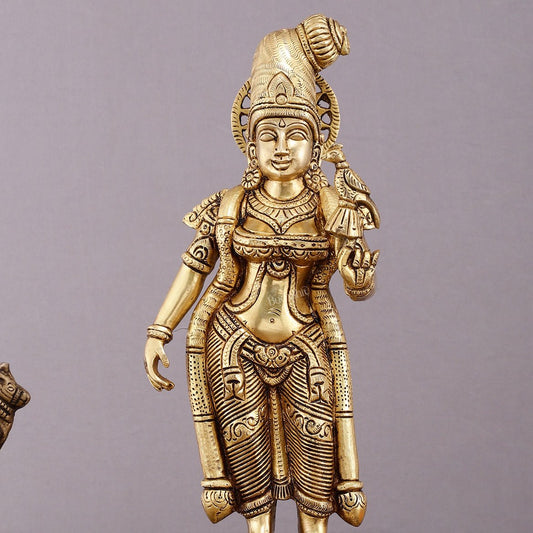 Pure Brass Superfine Devi Andal Idol - 16 Inch - Budhshiv.com
