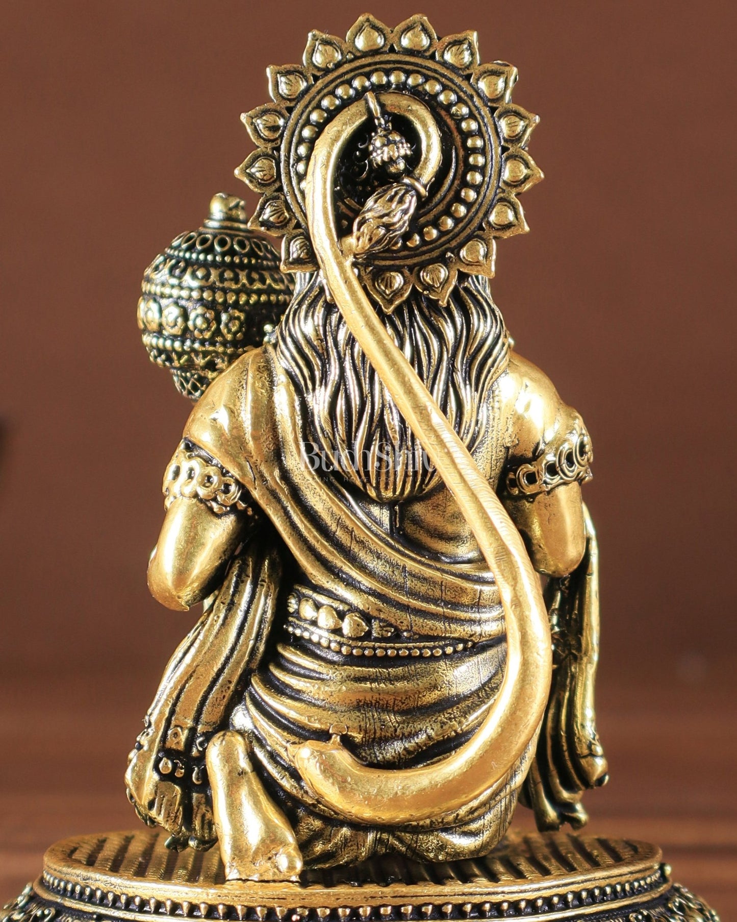 Pure Brass Superfine Lord Hanuman Idol golden tone - Budhshiv.com