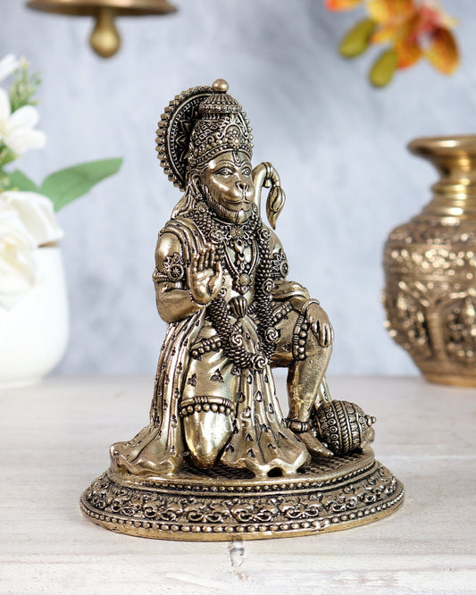 Pure Brass Superfine Lord Hanuman Idol – Intricate Carvings 5.5 inch - Budhshiv.com