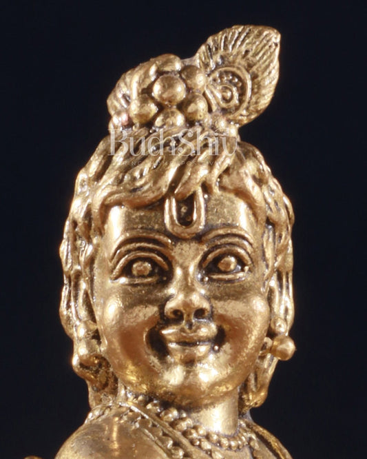 Pure Brass Superfine Makhan Chor Bal Gopal Krishna Idol – 3.5 Inch - Budhshiv.com