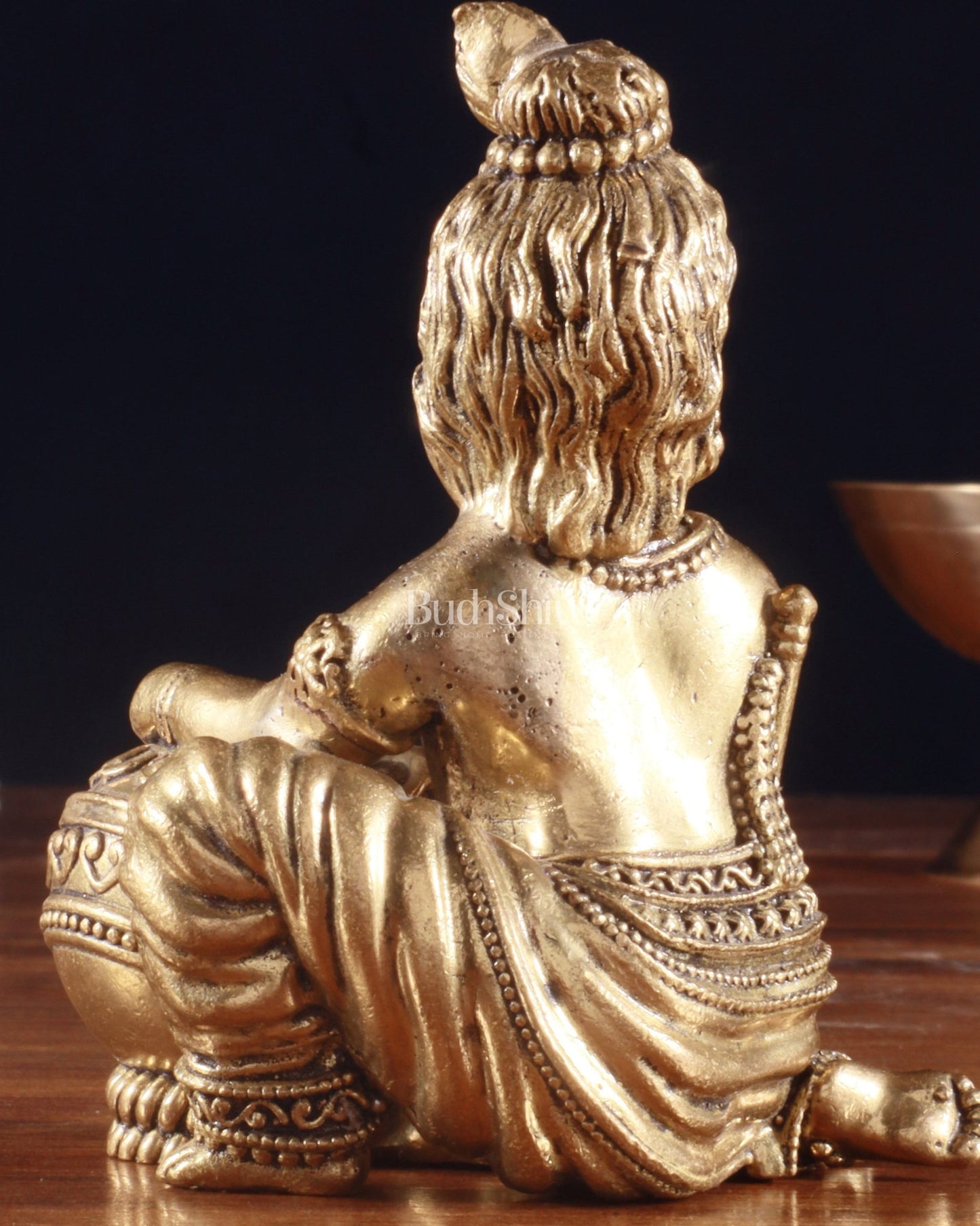 Pure Brass Superfine Makhan Chor Bal Gopal Krishna Idol – 3.5 Inch - Budhshiv.com