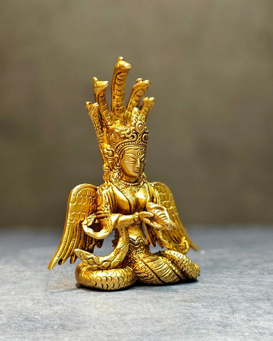 Pure Brass Superfine Naaga Kanya Idol | 5.5" - Budhshiv.com
