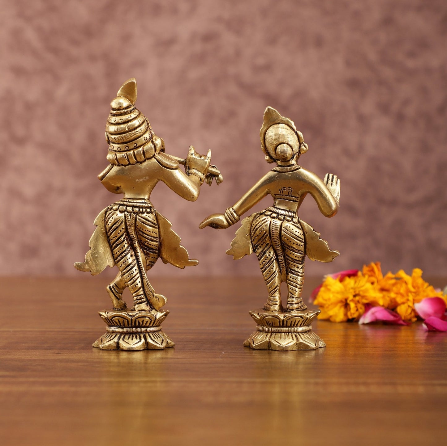 Pure brass Superfine Radha krishna idols pair 5" - Budhshiv.com