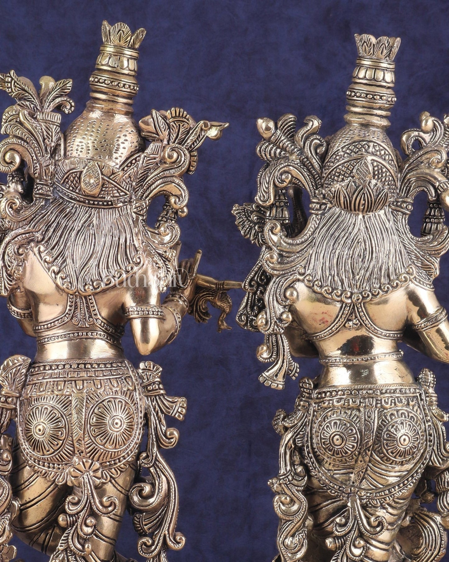 Pure Brass Superfine Radha Krishna Pair Statue – 16 Inch - Budhshiv.com