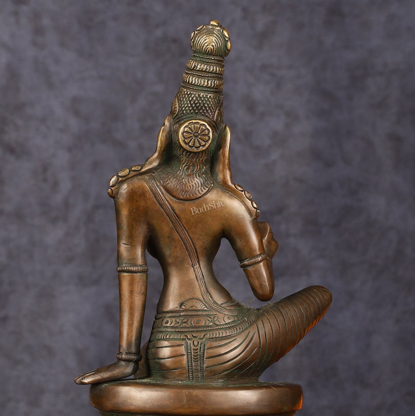 Pure Brass Superfine Seated Parvati Idol Bronze Finish - 11" Tall - Budhshiv.com