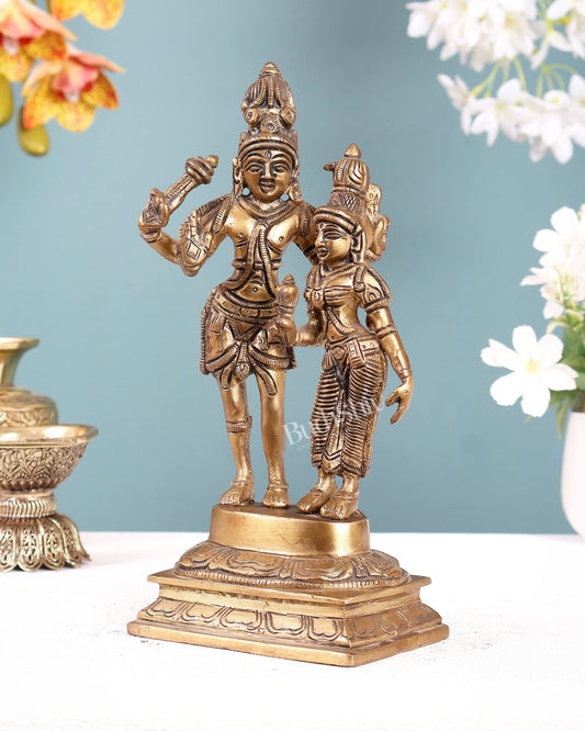 Pure Brass Superfine Shiv Parvati Idol - 9" - Budhshiv.com