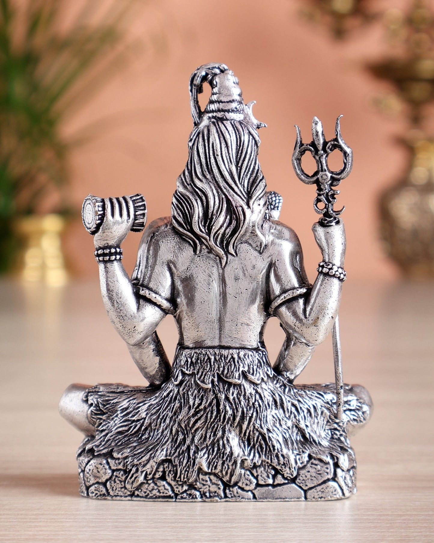 Pure Brass Superfine Silver Plated Lord Shiva in Meditation Idol - 4" Tall - Budhshiv.com