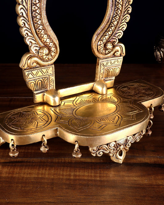 Pure Brass Superfine Singhasan Chowki with Prabhavali – 12 Inch - Budhshiv.com