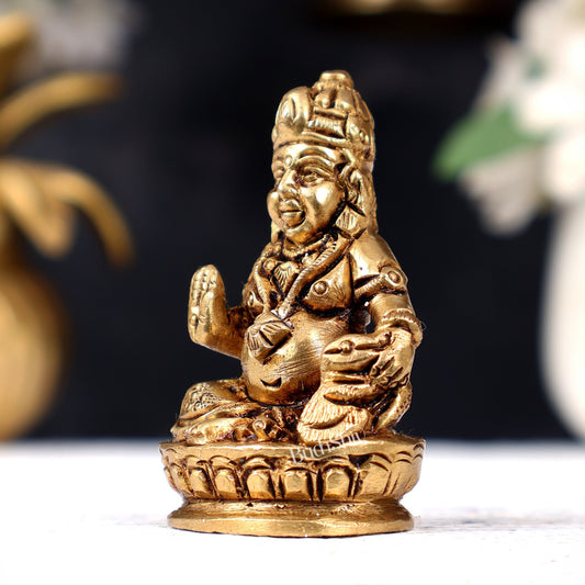 Pure Brass Superfine Small Kuber Idol - 2.5" Height - Budhshiv.com