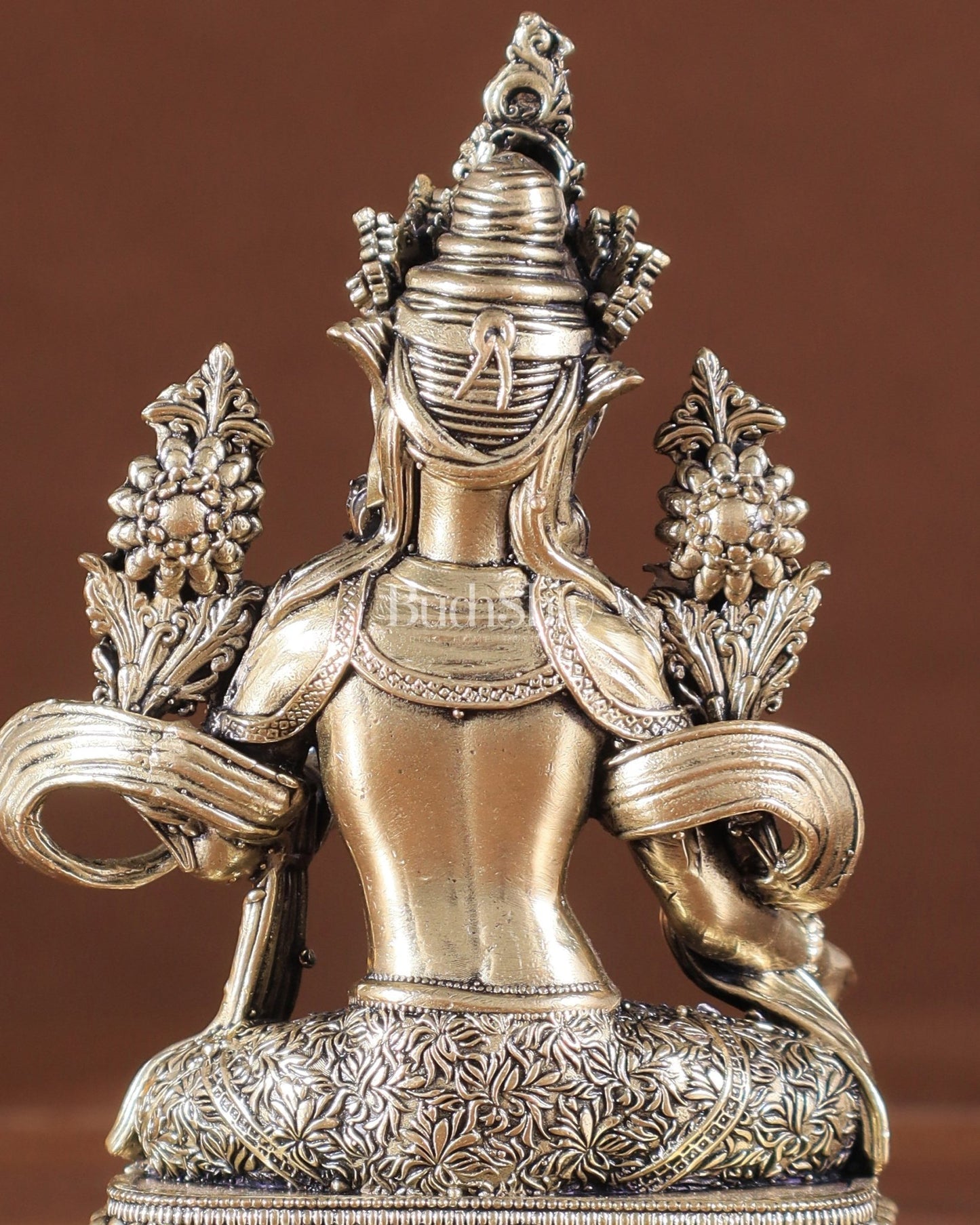 Pure Brass Superfine Tibetan Green Tara Idol 4.5" - Budhshiv.com