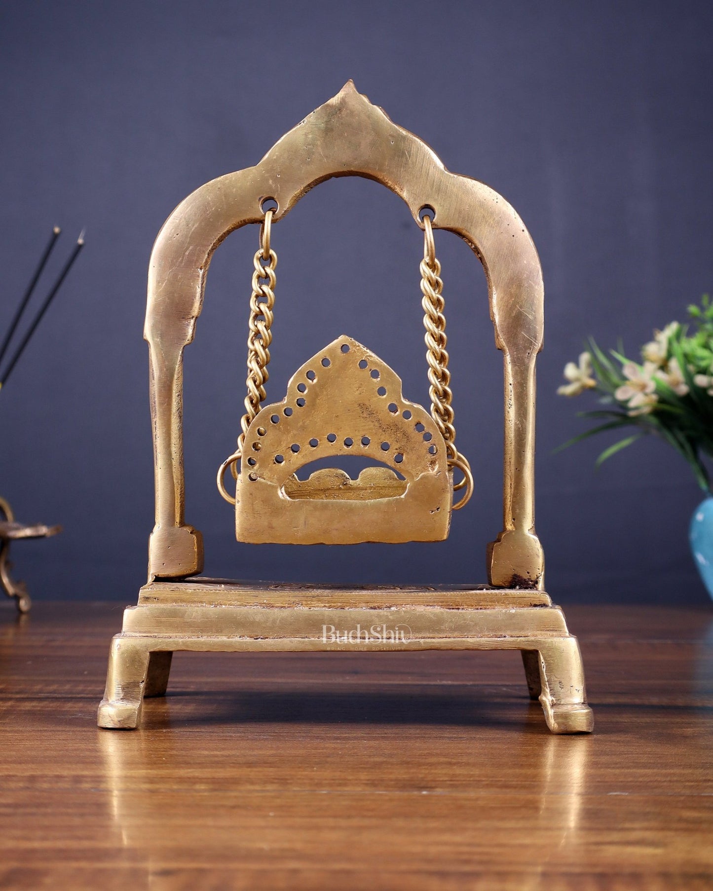 Pure Brass Swing Jhoola (Oonjal) for Home Temple 8" - Budhshiv.com