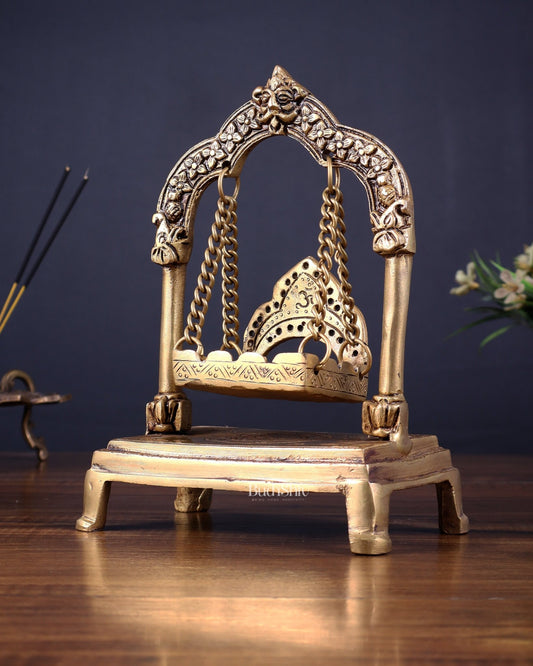 Pure Brass Swing Jhoola (Oonjal) for Home Temple 8" - Budhshiv.com