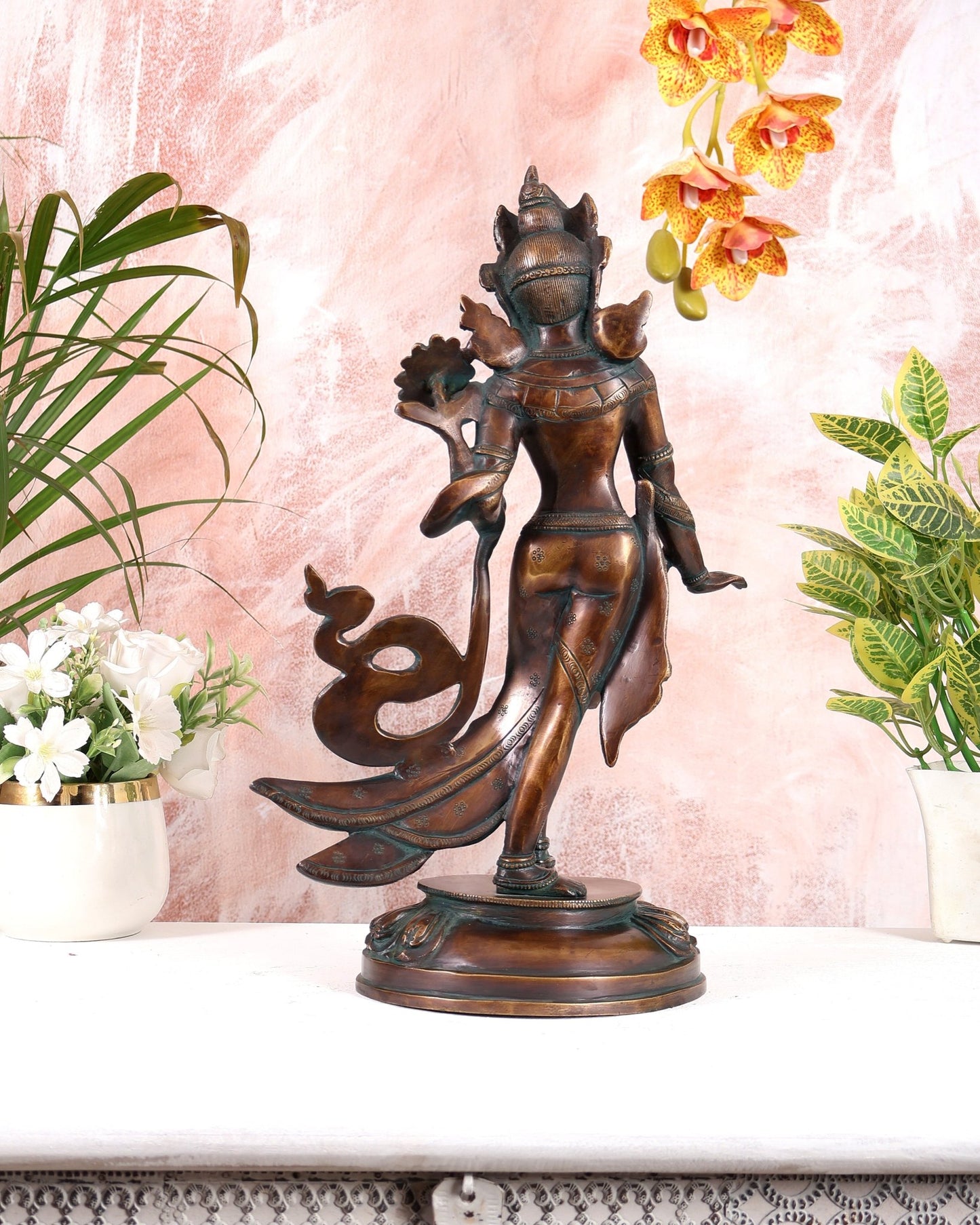 Pure Brass Tibetan Pari Tara Devi Buddhist Goddess Idol - 15" - Budhshiv.com