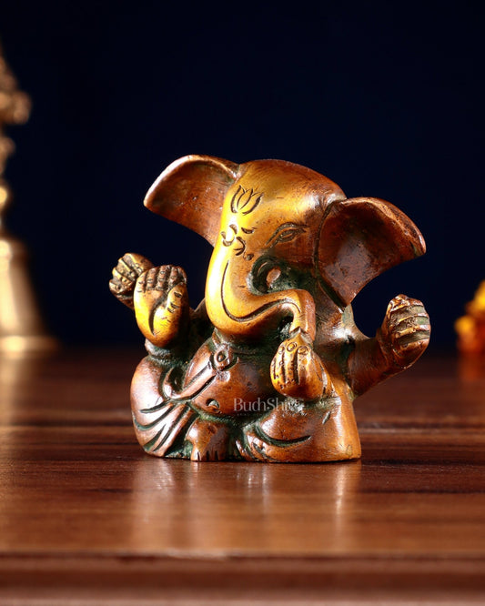 Pure Brass Tiny Appu Ganesha Miniature Idol – 2.5 " - Budhshiv.com