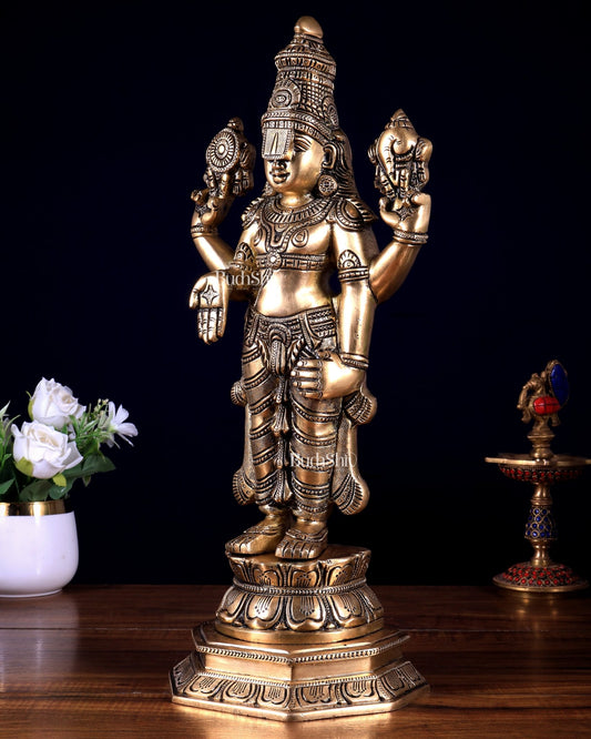 Pure Brass Tirupati Balaji Statue 17.5 inch - Budhshiv.com