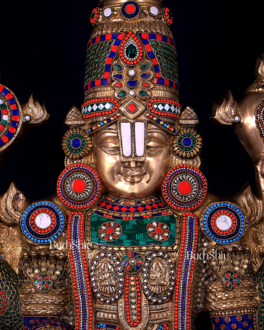 Pure Brass Tirupati Balaji statue | Lord Venkateshwara's Divine Form | 48 inch - Budhshiv.com