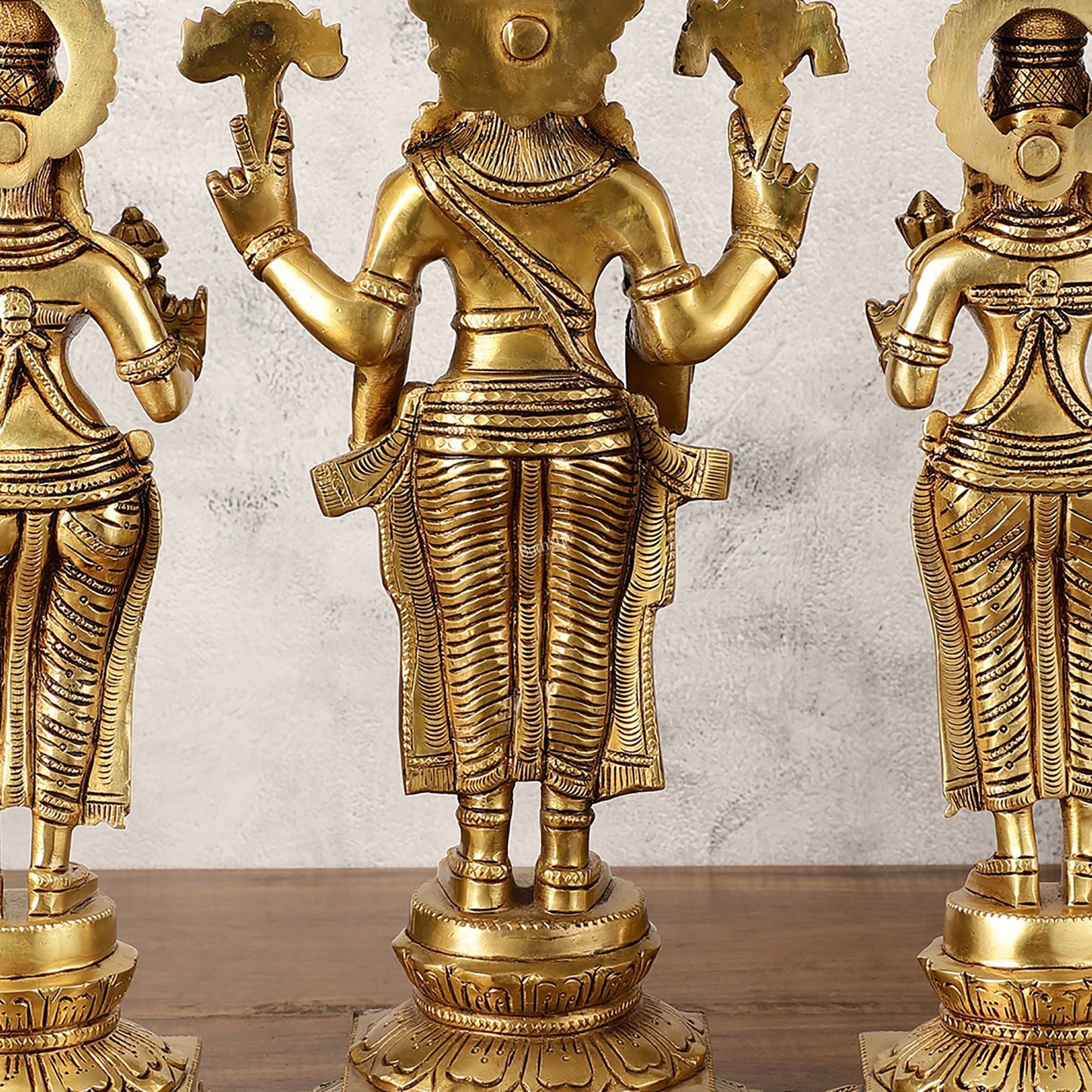 Pure Brass Tirupati Balaji with Bhudevi and Sridevi - Set of Three Idols 14 inch - Budhshiv.com