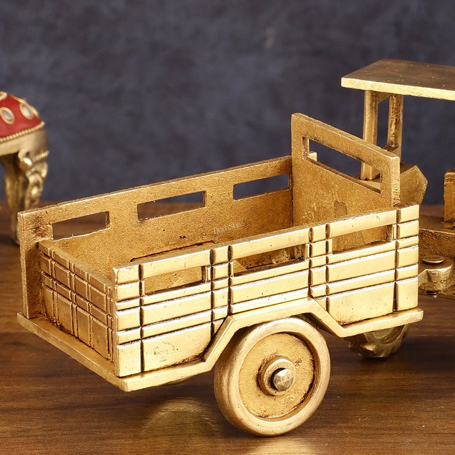 Pure Brass Tractor Showpiece - 4" Height - Budhshiv.com