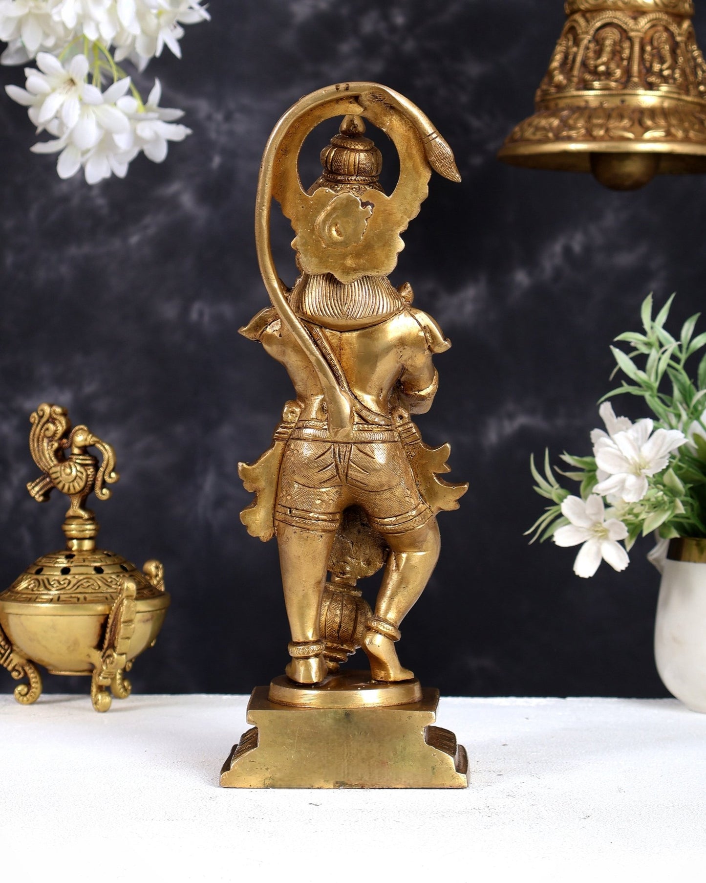 Pure Brass Unique Standing Lord Hanuman Statue - 11" - Budhshiv.com