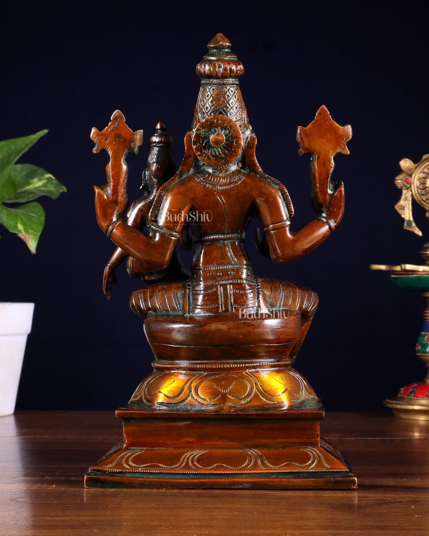 Pure Brass Varaha Lakshmi Statue – Antique Chola Tone 9.5" - Budhshiv.com