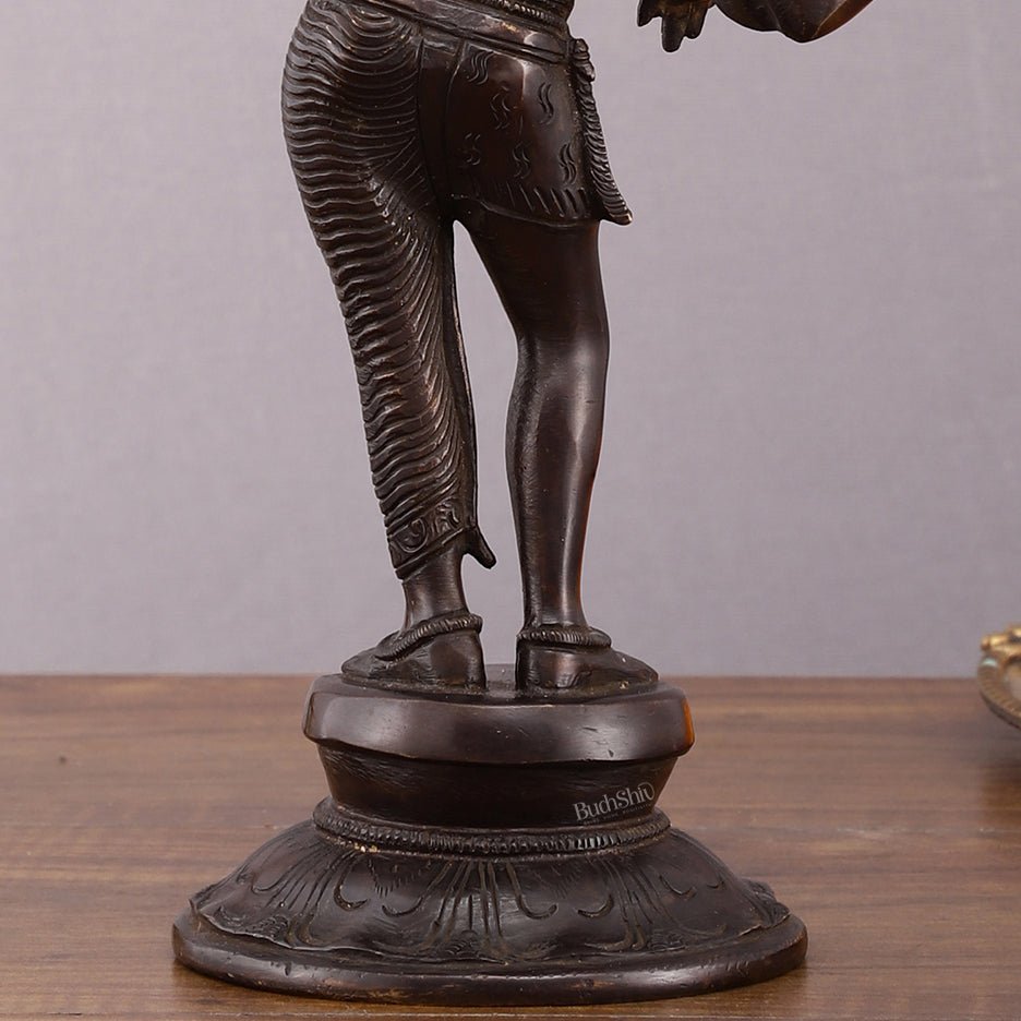 Pure Brass Vintage Ardhanarishwara Dark Chocolate finish Sculpture – 11.5 - Budhshiv.com
