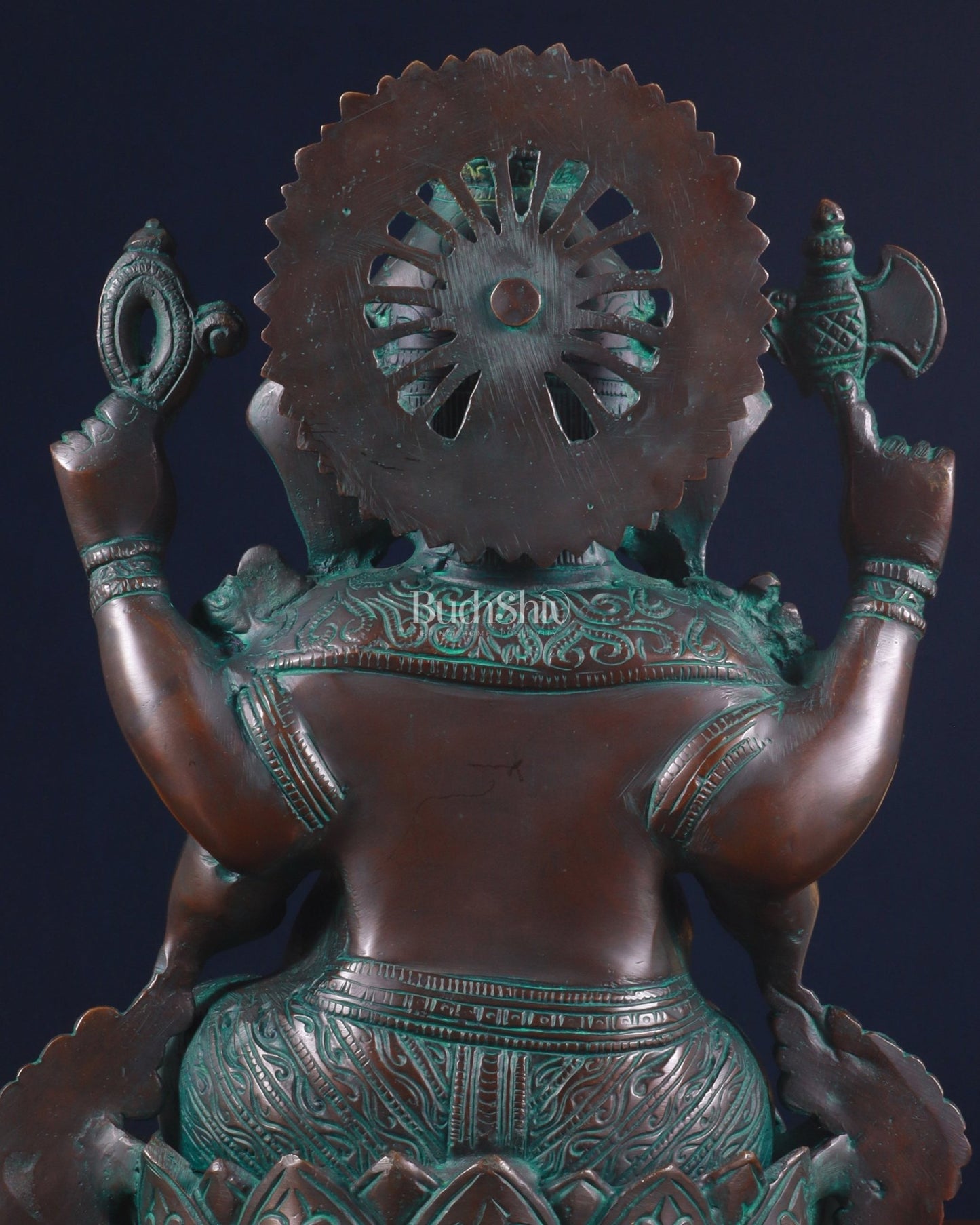 Pure Brass vintage Ganesha Idol with bronze finish 12" - Budhshiv.com